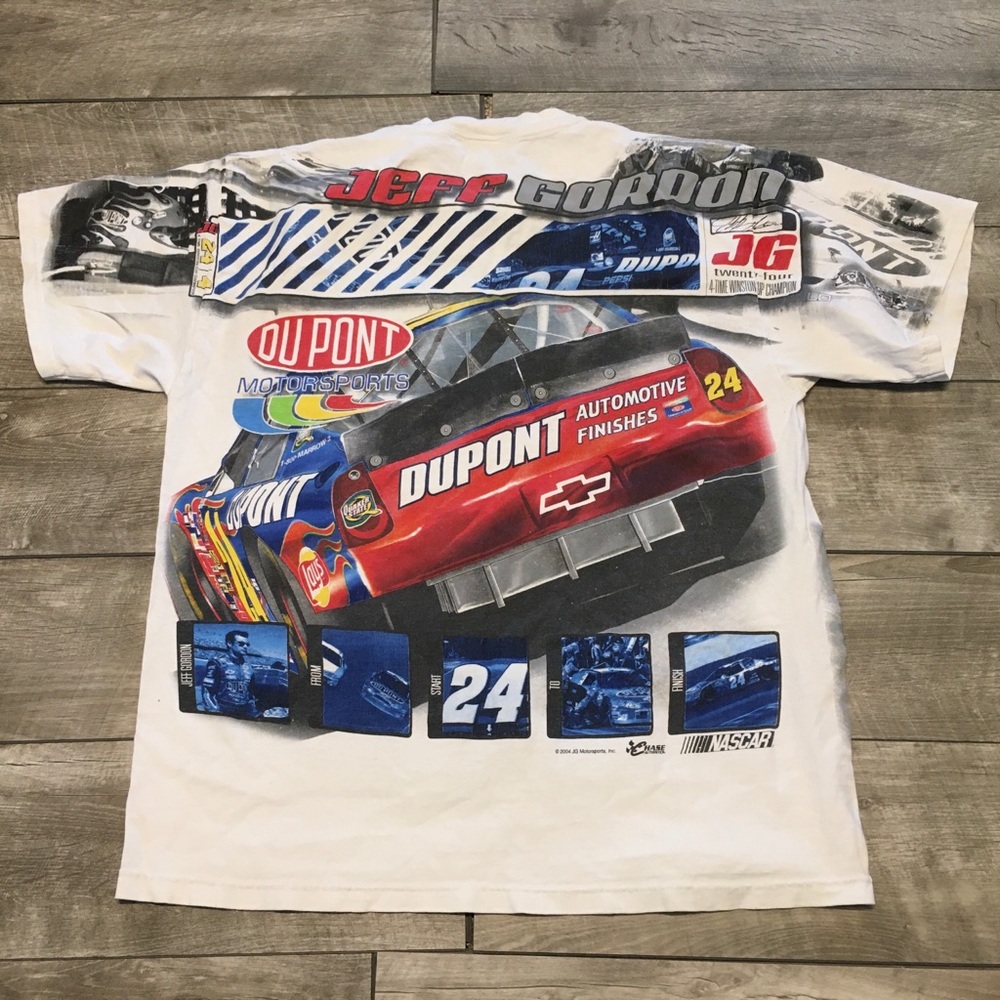 Vtg Chase Authentics Jeff Gordon All Over Racing NASCAR Mens T-shirt Tee Medium - Picture 9 of 9